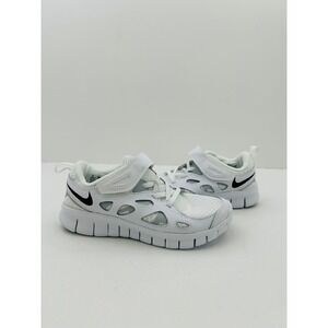 Nike Free Run 2 Running Shoes Boys 2Y White‎ Excellent DA2689-100
